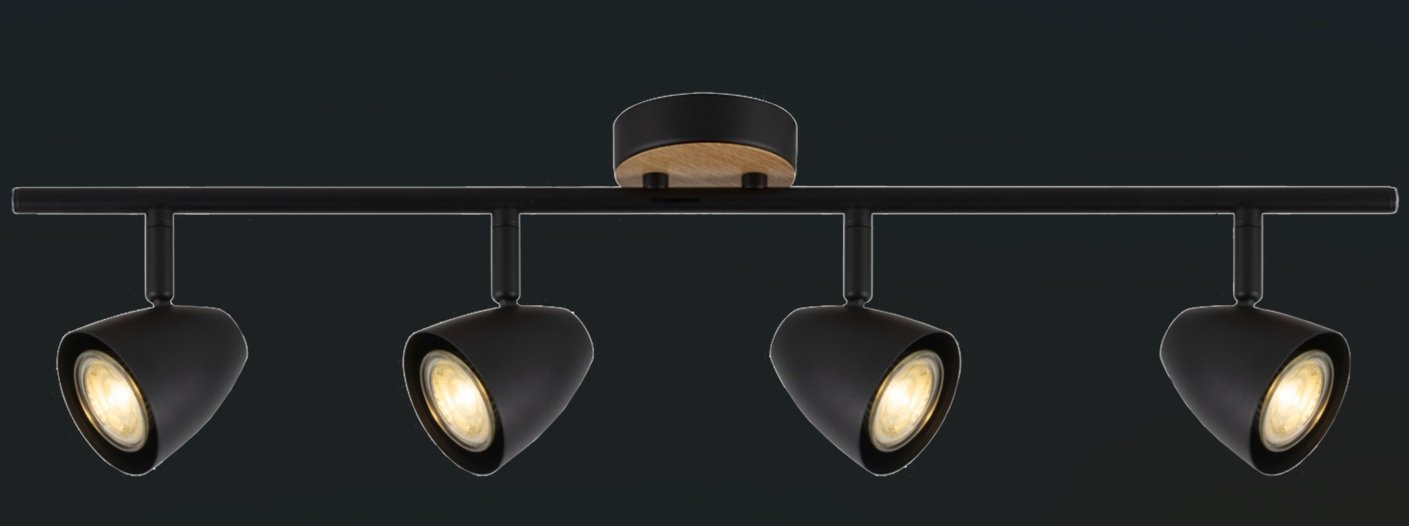 APLIQUE 4 X GU10 NEGRO+MADERA TULIPA CALADA